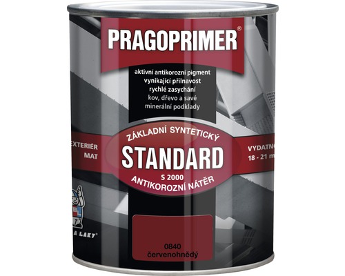 Základní barva na kov PRAGOPRIMER S2000, červenohnědá 0840 9 l Antikorozní barva Pragoprimer Standard v plechovce