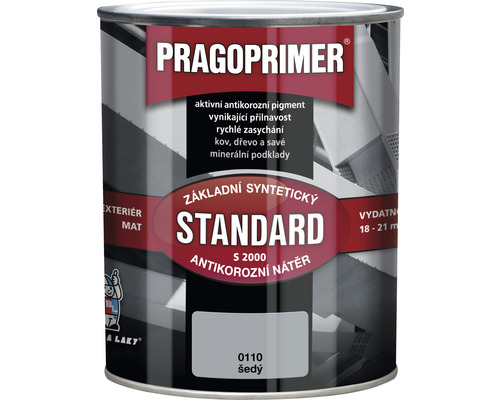 Základní barva na kov PRAGOPRIMER S2000 0,6l šedý 0110 Pragoprimer Standard antikorozní barva pro exteriér v plechovce