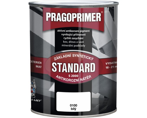 Základní barva na kov PRAGOPRIMER S2000, bílá 0100 4 l Antikorozní barva Pragoprimer Standard S 2000 v plechovce