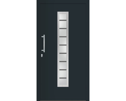 Vchodové dveře se skleněnou vložkou, klikou a zámkem