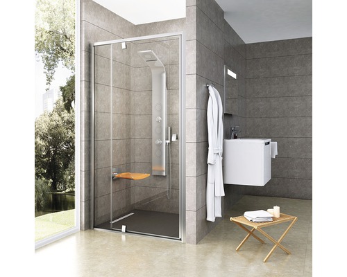 Sprchové dveře RAVAK Pivot PDOP2-100 satin+transparent 03GA0U00Z1 Moderní koupelna s rovnou sprchou, sprchovým panelem a posezením
