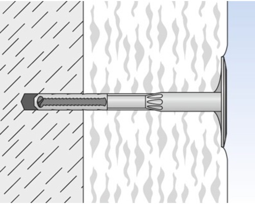 Ilustrace nylonové hmoždinky upevněné ve zdi