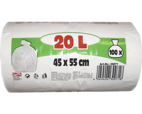 Role sáčků na odpadky se 100 kusy, objem 20 litrů a rozměry 45 x 55 cm
