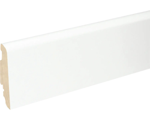 Soklová lišta Skandor bílá lesklá FU60L 19x58x2400 mm Bílá lakovaná dřevěná podlahová lišta