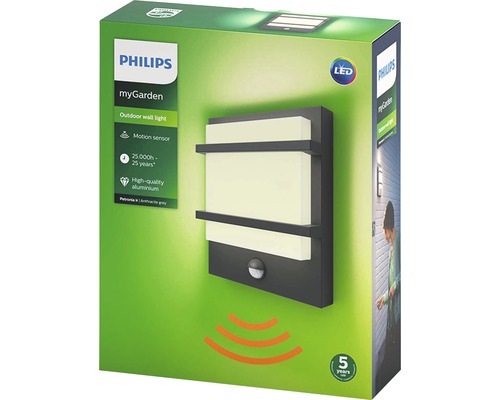 Balení venkovního nástěnného svítidla Philips MyGarden s pohybovým senzorem z hliníku