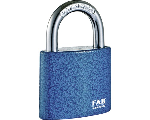 Visací zámek s tvrzeným třmenem a logem FAB Assa Abloy