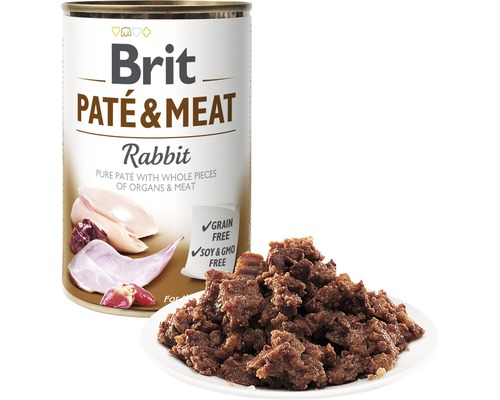 Brit Paté & Meat Rabbit konzerva pro psy s obsahem