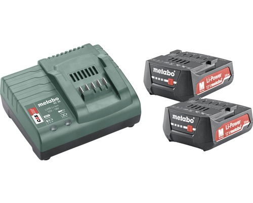 Rychlonabíječka a akumulátor Metabo sada 12V, 2 x 2,0 Ah