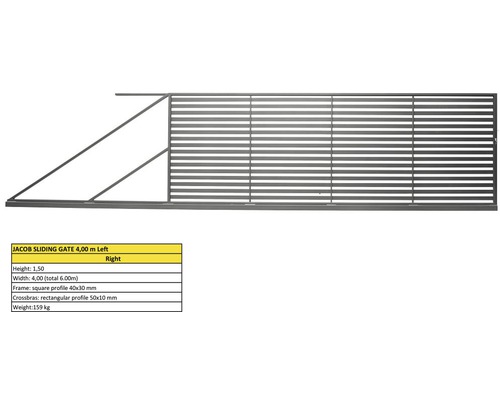 Posuvná brána Jacob 4,00 m pohled