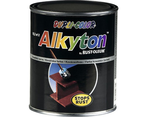 Barva na kov rez i dřevo DUPLI-COLOR Alkyton barva 7319 kovářská černá 750 ml Dupli Color Alkyton antikorozní barva plechovka