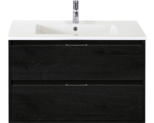 Koupelnový nábytkový set Sanox Porto barva čela black oak ŠxVxH 91 x 57 x 51 cm s keramickým umyvadlem