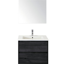Koupelnový nábytkový set Sanox Porto barva čela black oak ŠxVxH 71 x 170 x 51 cm s keramickým umyvadlem a zrcadlem