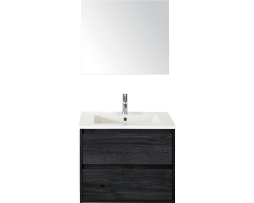 Koupelnový nábytkový set Sanox Porto barva čela black oak ŠxVxH 71 x 170 x 51 cm s keramickým umyvadlem a zrcadlem