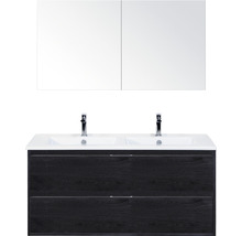 Koupelnový nábytkový set Sanox Porto barva čela black oak ŠxVxH 121 x 170 x 51 cm s keramickým umyvadlem a zrcadlovou skříňkou