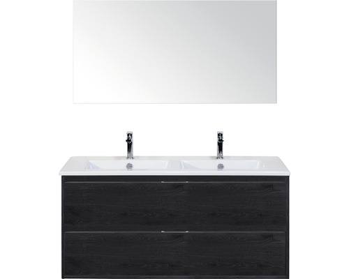 Koupelnový nábytkový set Sanox Porto barva čela black oak ŠxVxH 121 x 170 x 51 cm s keramickým umyvadlem a zrcadlem
