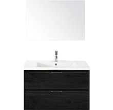 Koupelnový nábytkový set Sanox Porto barva čela black oak ŠxVxH 91 x 170 x 51 cm s keramickým umyvadlem a zrcadlem