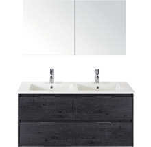 Koupelnový nábytkový set Sanox Porto barva čela black oak ŠxVxH 121 x 170 x 51 cm s keramickým umyvadlem a zrcadlovou skříňkou