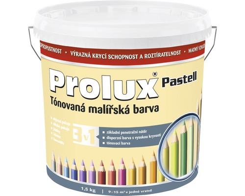 Barva na zeď Prolux Pastell 0637 žlutooranžová 1,5 kg Kbelík interiérové barvy Prolux Pastell, tónovaná barva