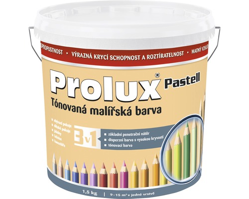 Barva na zeď Prolux Pastell 0777 meruňková 1,5 kg Kbelík tónovací barvy na stěny Prolux Pastell do interiéru, 1,5 kg
