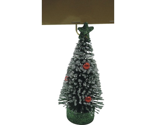 Dekorativní miniaturní vánoční stromek s hvězdou a ozdobami
