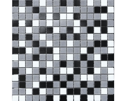 Mozaika skleněná mix bílá/šedá/černá 30,5x32,5 cm-0