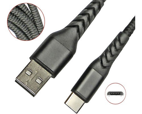 Câble de recharge USB A USB B Micro 2m - HORNBACH