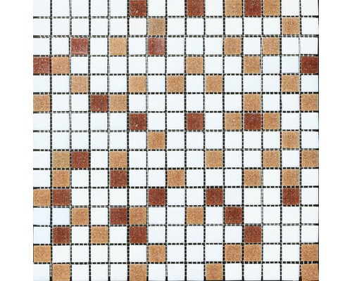 Skleněná mozaika HBR003 mix bílá/ hnědá 30,5x32,5 cm obsah 10 kusů
