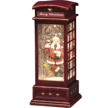 Dekorativní sněhová koule v designu telefonní budky s motivem Santa Clause