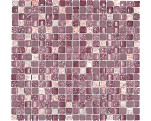 Skleněná mozaika s přírodním kamenem XCM M940 30,5x32,5 cm růžová