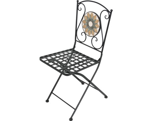 Zahradní židle skládací Garden Place Retro 60 x 53 x 77 cm kovová s mozaikovým dekorem antracitová