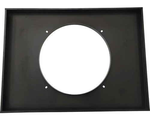 Kovový kryt s kruhovým otvorem a montážními otvory