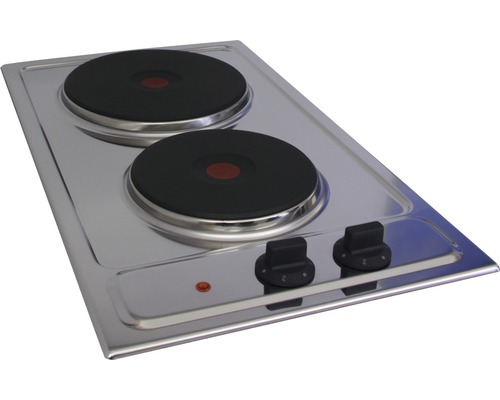 Elektrický dvojitý vařič z nerezové oceli se dvěma varnými zónami a otočnými knoflíky