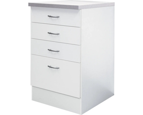 Kuchyňská skříňka spodní se šuplíky Flex WellPalmaria/Wito šířka 50 cm bílá Spodní skříňka se čtyřmi zásuvkami a pracovní deskou
