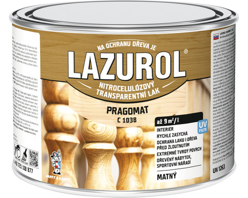 Lak na dřevo Lazurol Pragomat C1038 0,375 l Lazulol lazura na ochranu dřeva v kovové plechovce