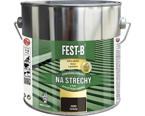Barva na střechy a kov FEST-B S2141-0280 2v1 hnědý 2,5 kg Barva na střechy v kovové nádobě