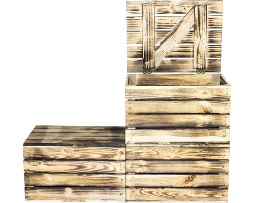 Otevřená dřevěná bedna s víkem