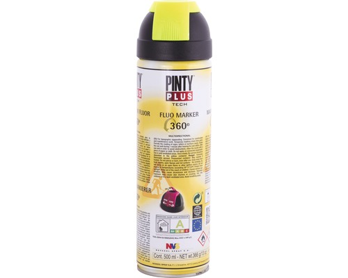 Značkovací sprej Novasol FLUO MARKER 360° žlutý 0,5 l Pinty Plus Tech Fluorescenční fix 360 stupňů