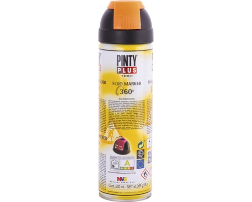 Značkovací sprej Novasol FLUO MARKER 360° oranžový 0,5 l Sprejová barva Pinty Plus Tech Fluo Marker