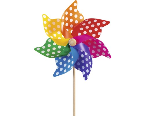 Větrník s puntíky na dřevěné tyčce