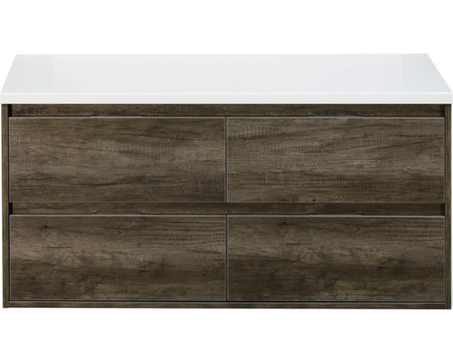 Koupelnová skříňka pod umyvadlo Sanox Porto barva čela nebraska oak ŠxVxH 120 x 59 x 50 cm umyvadlová deska matná bílá Koupelnová skříňka pod umyvadlo Sanox Porto barva čela nebraska oak ŠxVxH 120 x 59 x 50 cm umyvadlová deska matná bílá