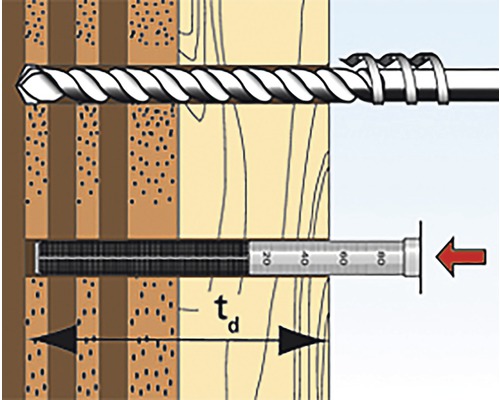 Ilustrace hloubky vrtání do dřeva
