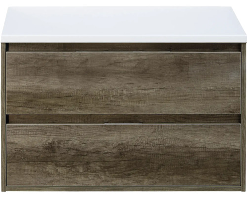 Koupelnová skříňka pod umyvadlo Sanox Porto barva čela nebraska oak ŠxVxH 90 x 59 x 50 cm umyvadlová deska matná bílá Koupelnová skříňka pod umyvadlo Sanox Porto barva čela nebraska oak ŠxVxH 90 x 59 x 50 cm umyvadlová deska matná bílá