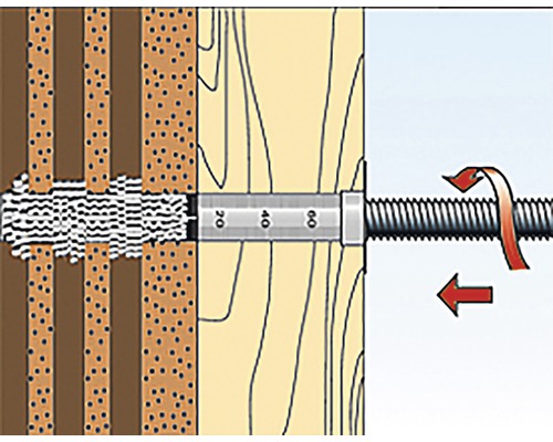 Ilustrace šroubu upevněného ve zdi