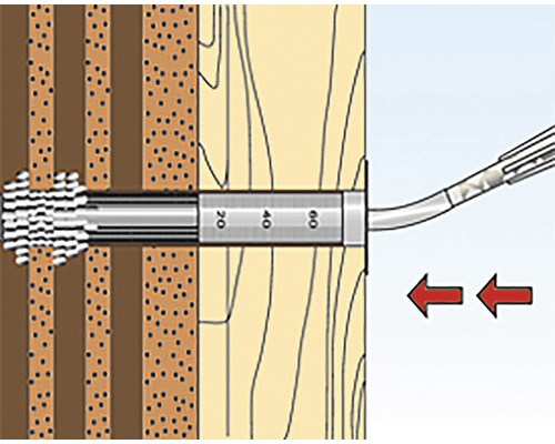 Ilustrace injektážní trubice pro vysoušení zdiva v provozu.
