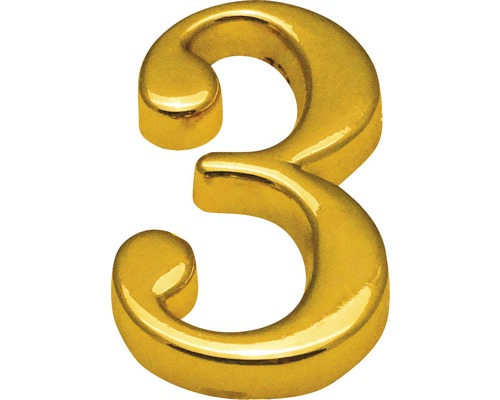 Domovní číslo "3", zlaté, výška 10 cm