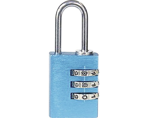 Modrý číselný zámek se třemi číselnými válečky
