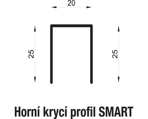 Rozměry krycího profilu SMART: 20 x 25 mm