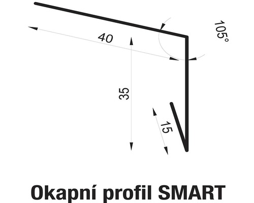 Technický výkres okapového profilu Smart s rozměry
