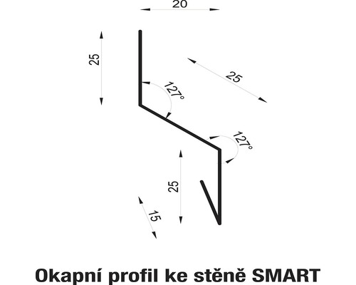 Rozměry okapového profilu ke stěně SMART