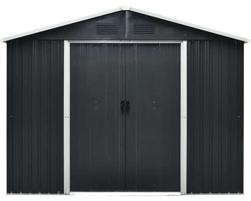 Kovový zahradní domek s dvoukřídlými dveřmi
